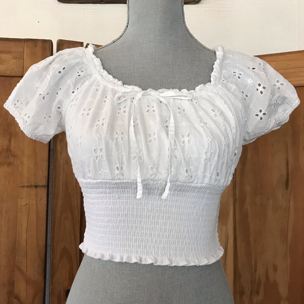 White Short Sleeve Crop Top